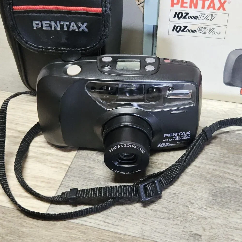 Pentax IQZoom EZY 35mm Point & Shoot Film Camera Tested - With Box Case Manual
